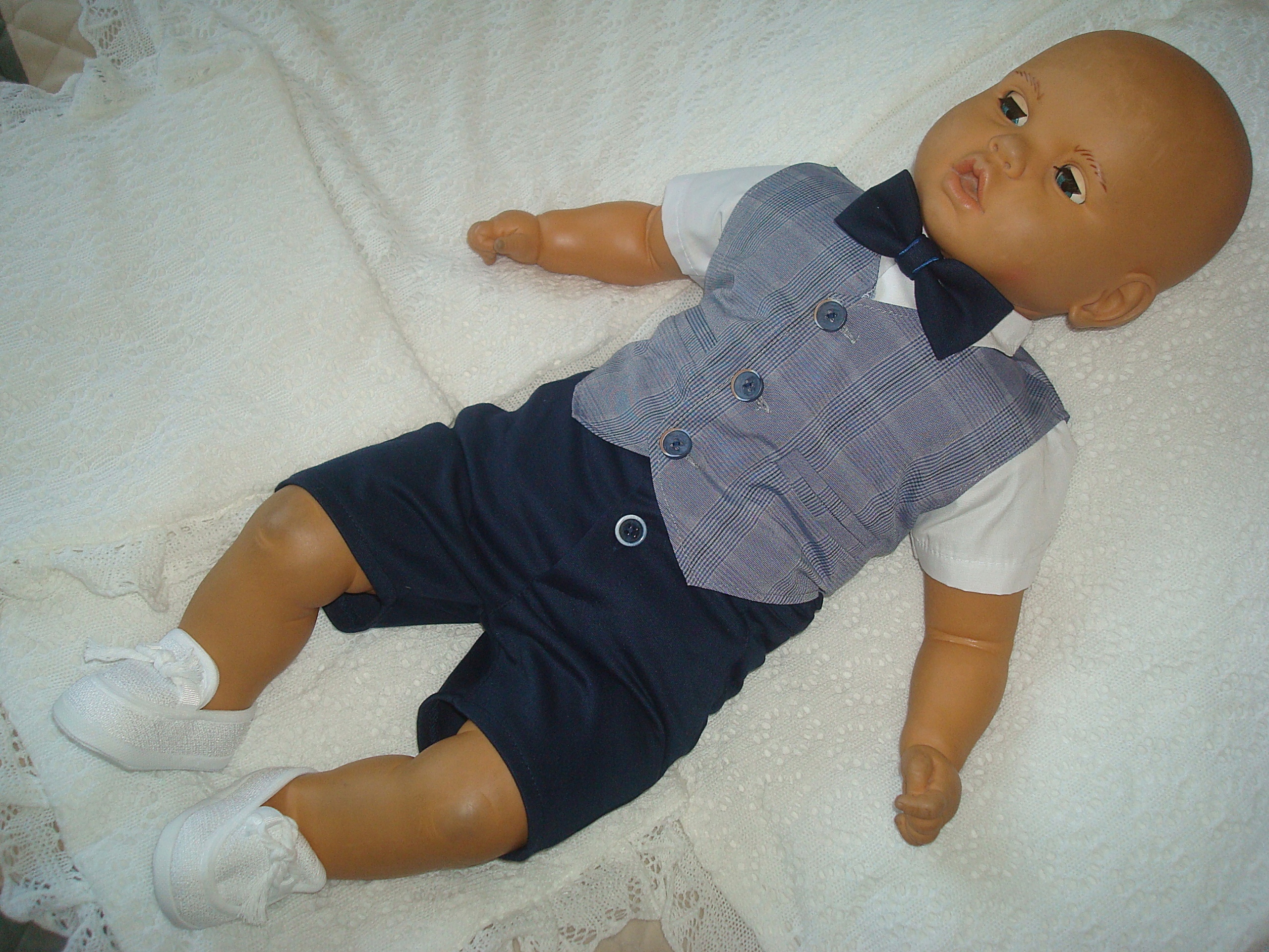 BAWEŁNA KAMIZELKA KOMPLET UBRANKO/CHRZTU/WESELE/62