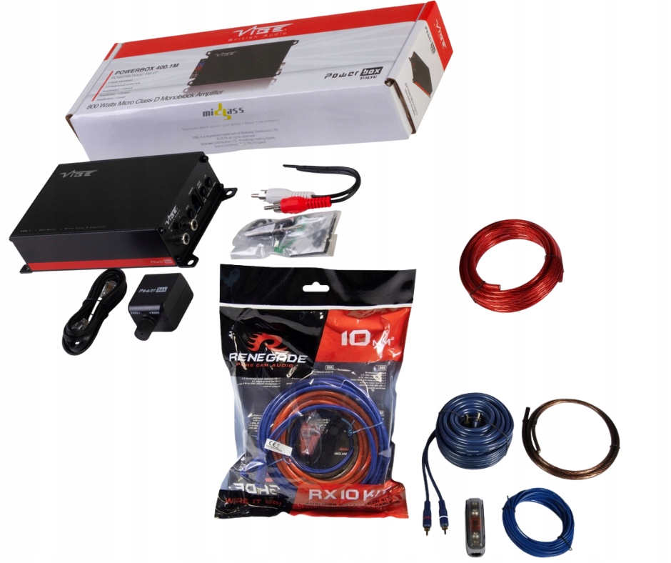 WZMACNIACZ MIKRO DO SUBWOOFERA VIBE POWERBOX400.1 400W + KABLE RX10KIT