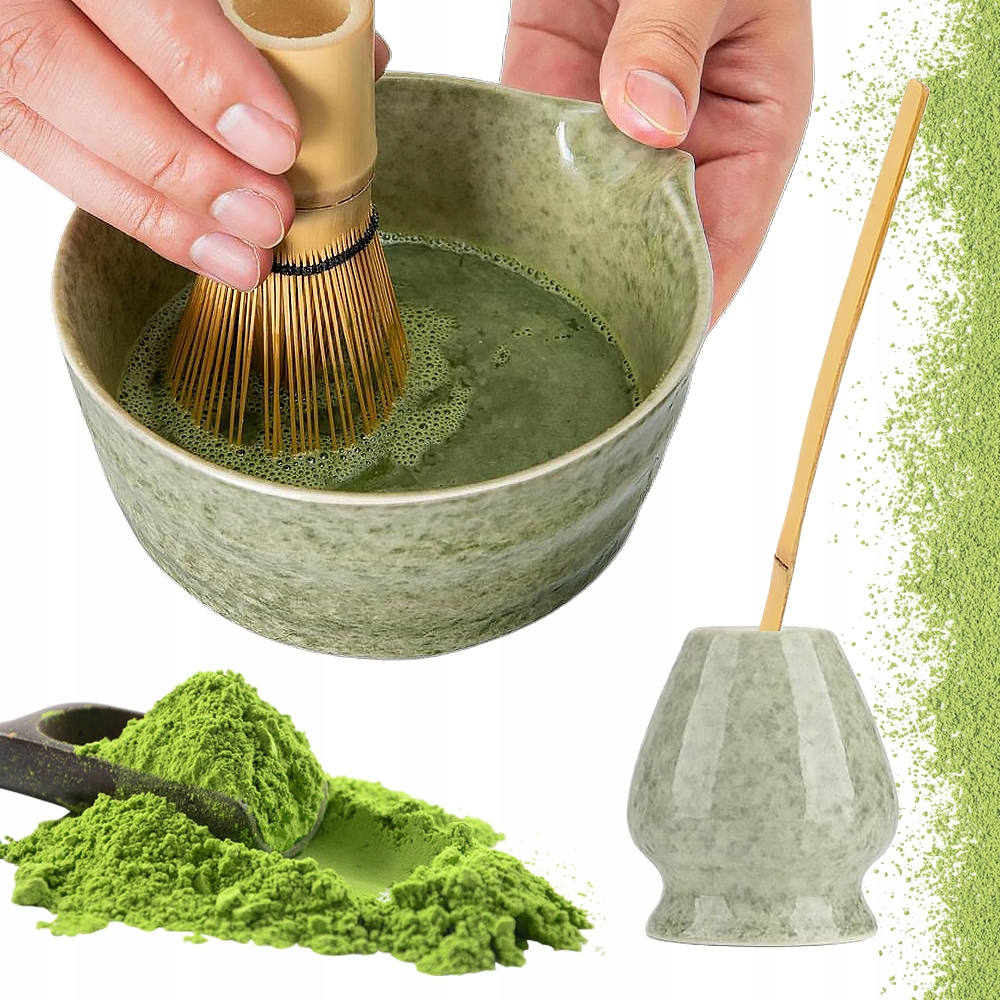 4SZT Zestaw Narzędzi Do Matchy Ceramiczny Bambusa Trwały Idealny