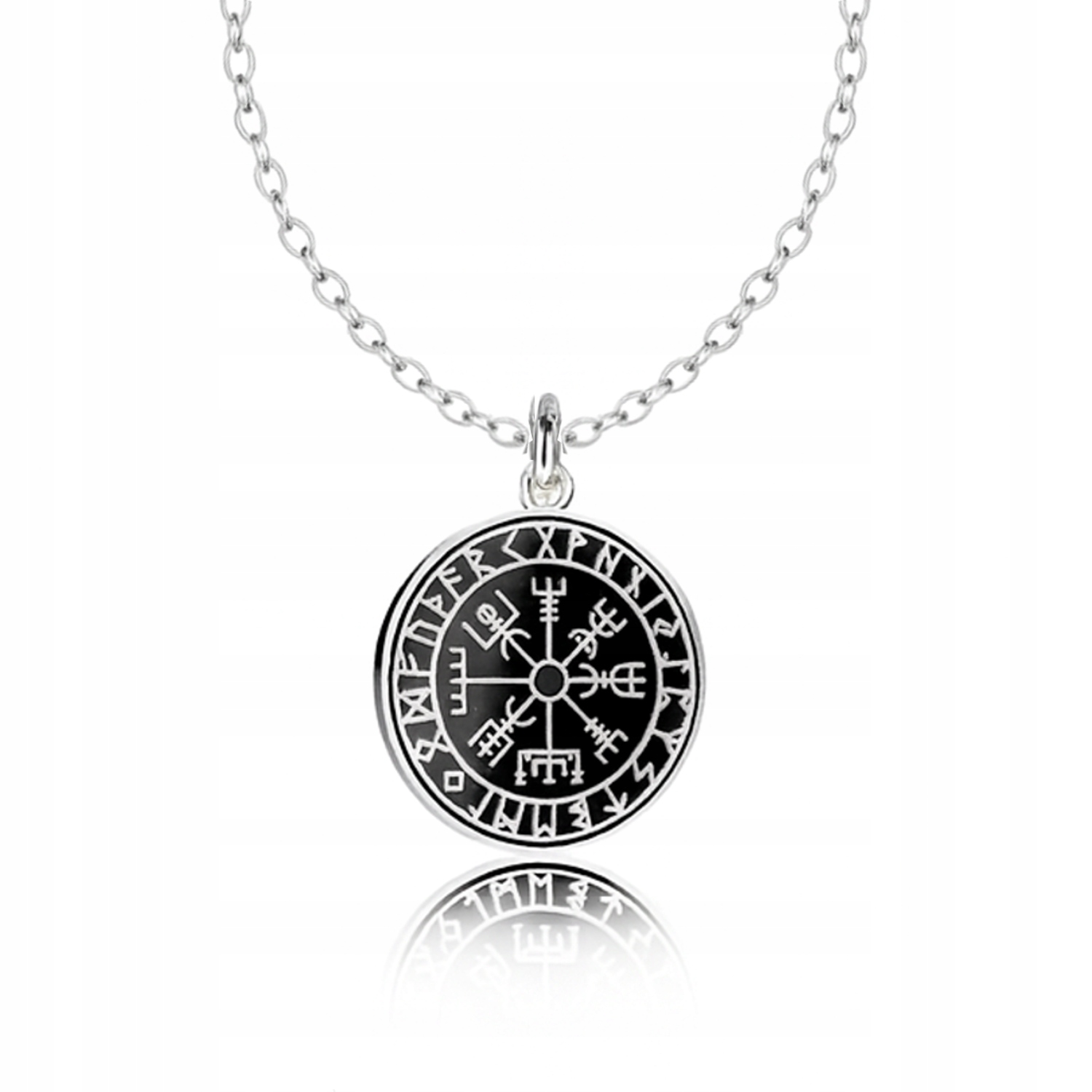 Runový Kompas Vikingů Vegvisir Stříbrný náhrdelník rolo oval stříbro 925