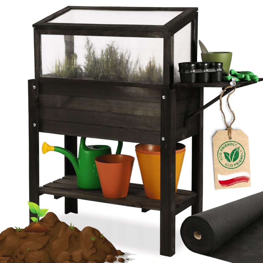 Skleník na nohách na balkón herbárium zeleninový záhon box 80x37 Eko 2x polička