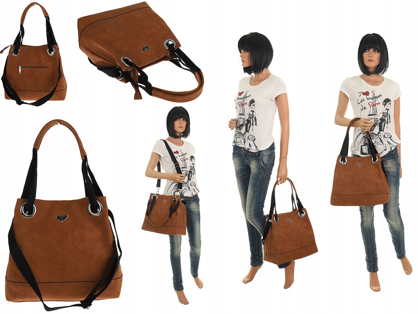 Klasyczna Torebka Damska listonoszka worek 1002 Marka inna