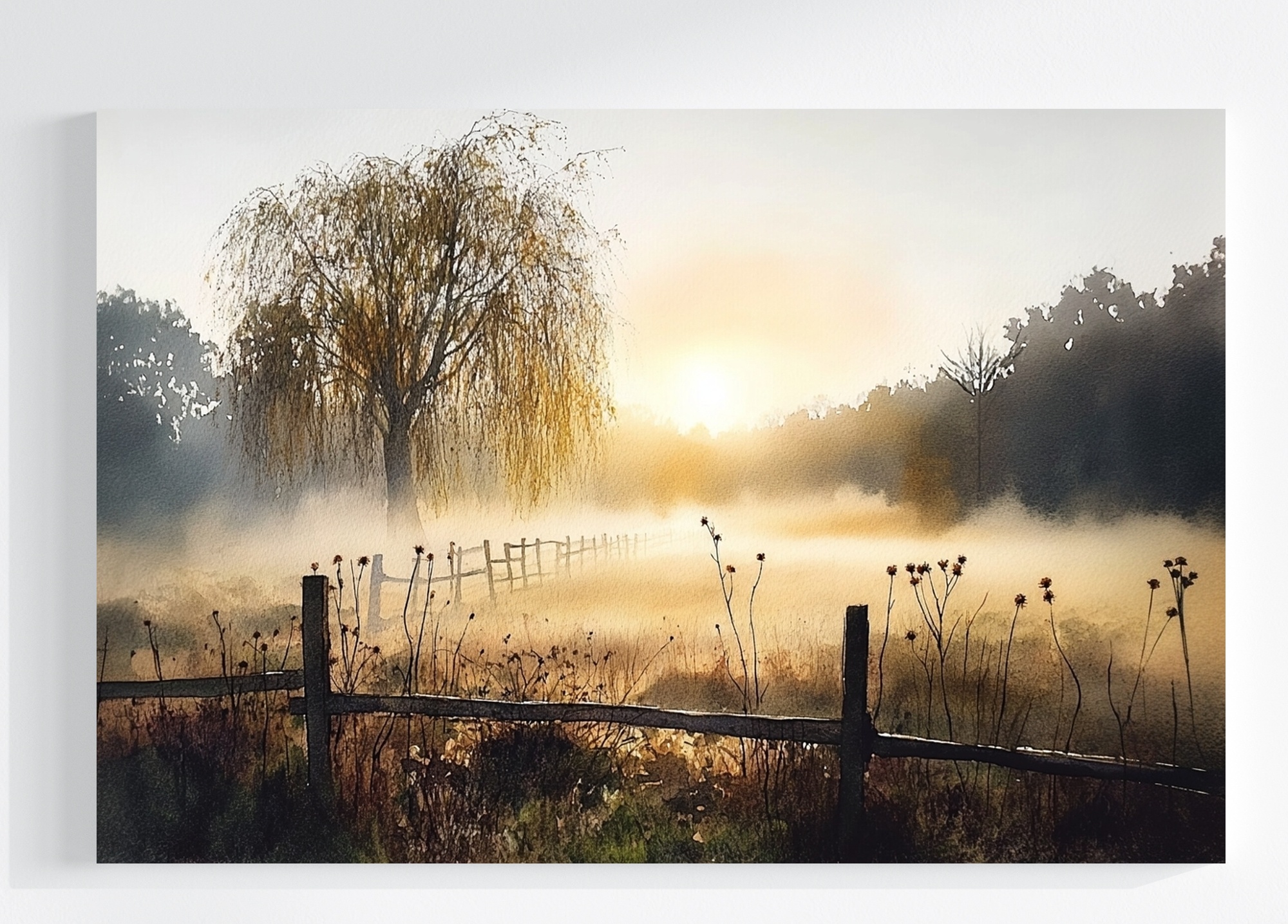 Obraz Na Plátně Canvas Krajina Venkov Louka Vrba Slunce 120x80