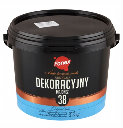 Dekorativní majonéza Fanex je krémová, hustá a ideální pro saláty a pokrmy o hmotnosti 2,8 kg