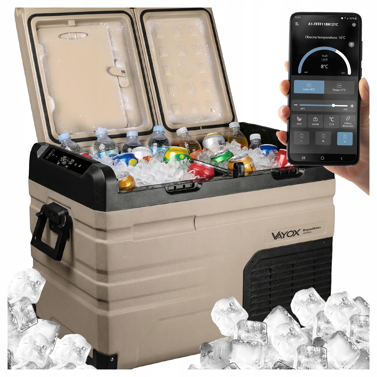 Lodówka Turystyczna 39L Kompresorowa 12V 230V Smart Zamrażarka -20°C Vayox