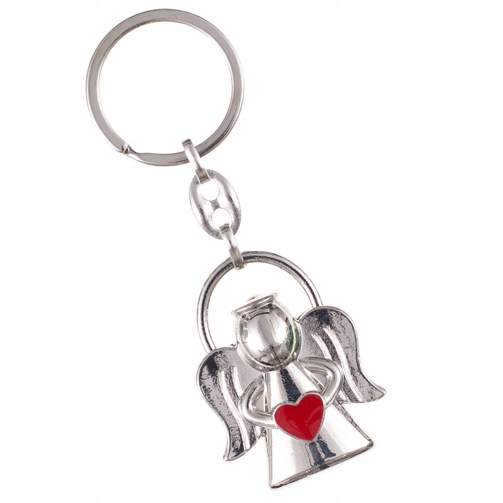 BRELOK ANIOŁEK Z SERDUSZKIEM - metalowy do kluczy