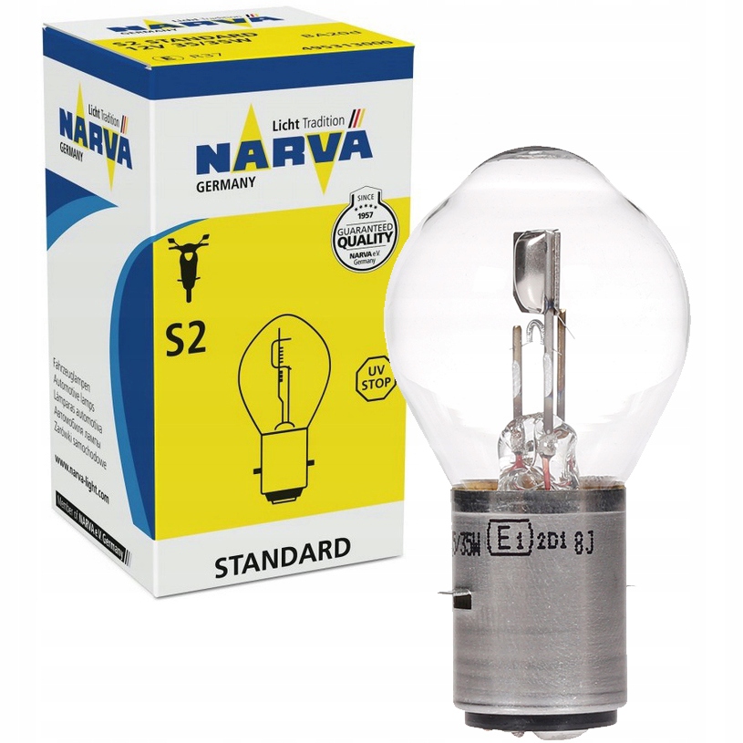 

Żarówka 12V 35/35W BA20d S2 Narva Skuter Motocykl