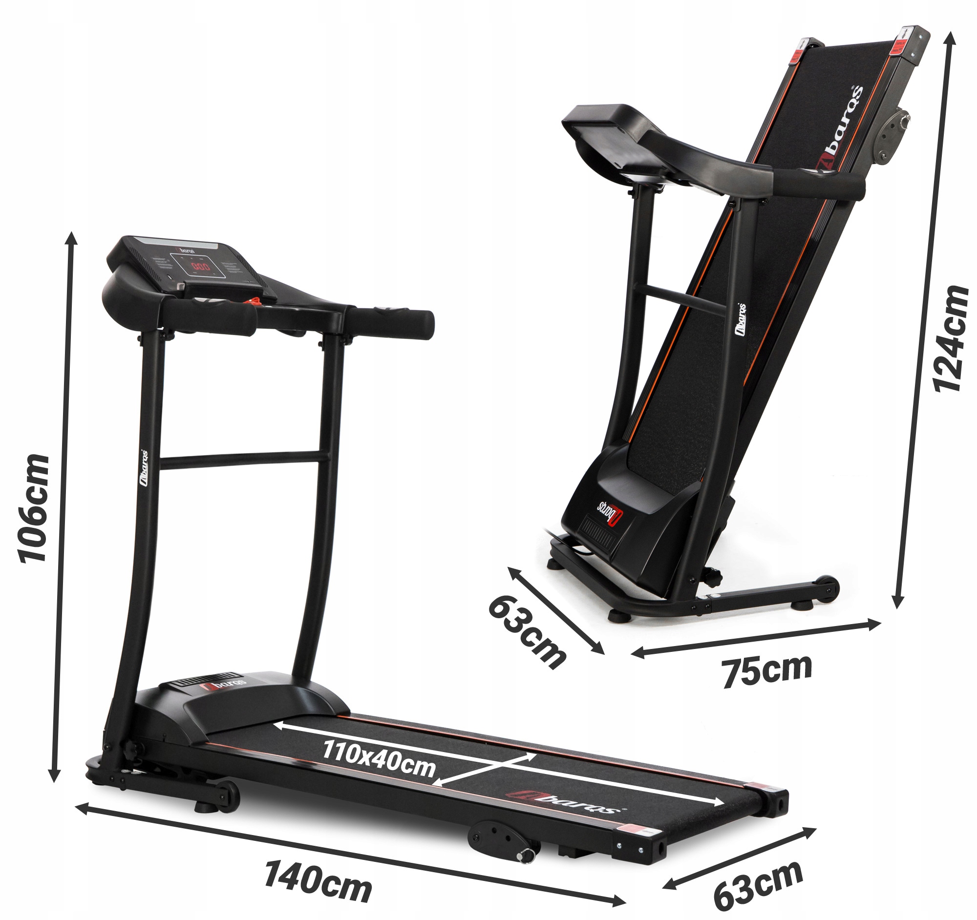 ELEKTRINIS TRENIRUOKLIS 12KM / H 110KG PAS 40CM ABARQS Elektrinis tipas