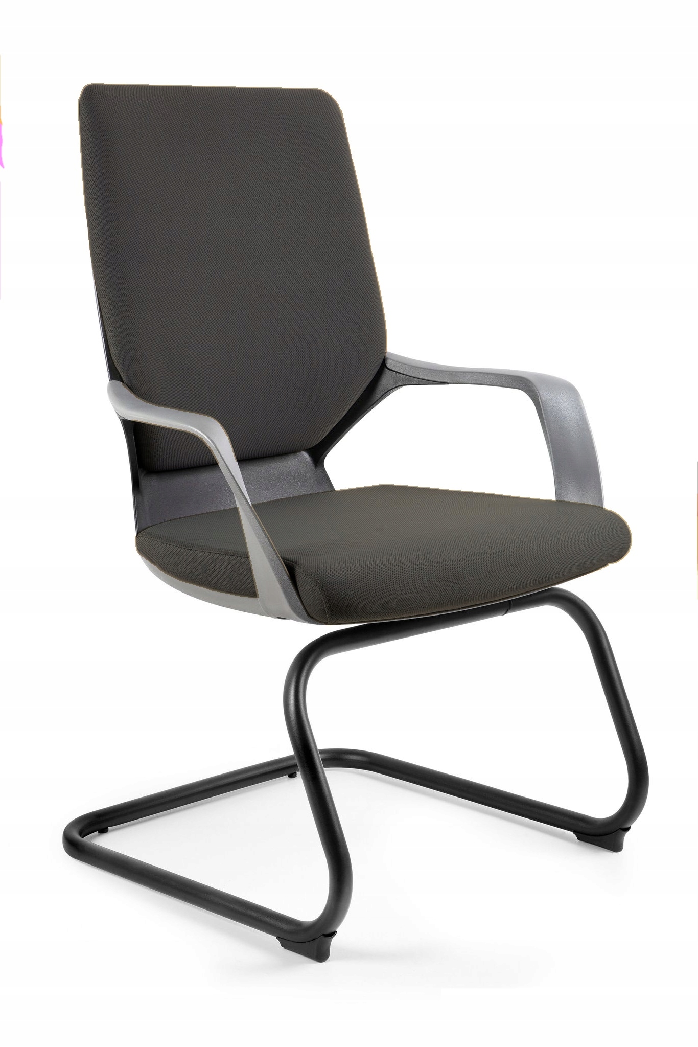 Krzesło Apollo Skid Brązowe Płozy Fotel Czarny