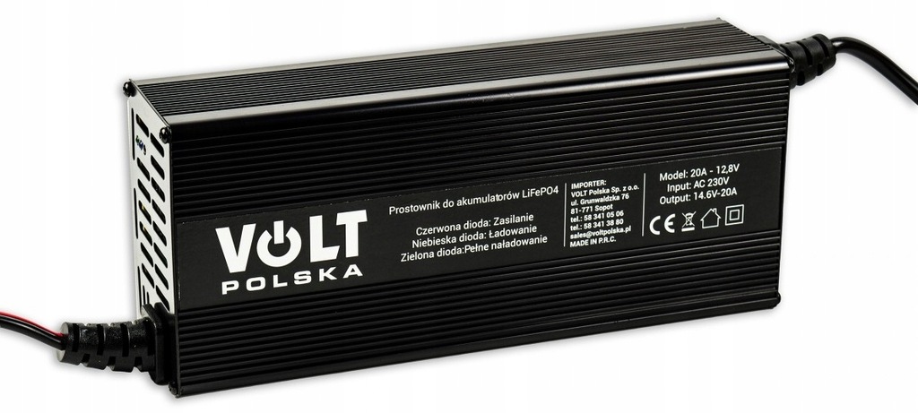 ВИПРЯМЛЯЧ ЗАРЯДНИЙ ПРИСТРІЙ ДЛЯ АКУМУЛЯТОРА LIFEPO4 20A VOLT ПОЛЬЩА 12,8В / 14,6В Модель 6PRLIFE20A