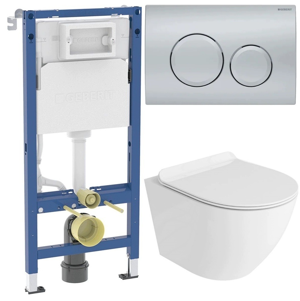 Geberit Zestaw Podtynkowy Wc Lavita Miska Wisząca Rimless Przycisk Chrom