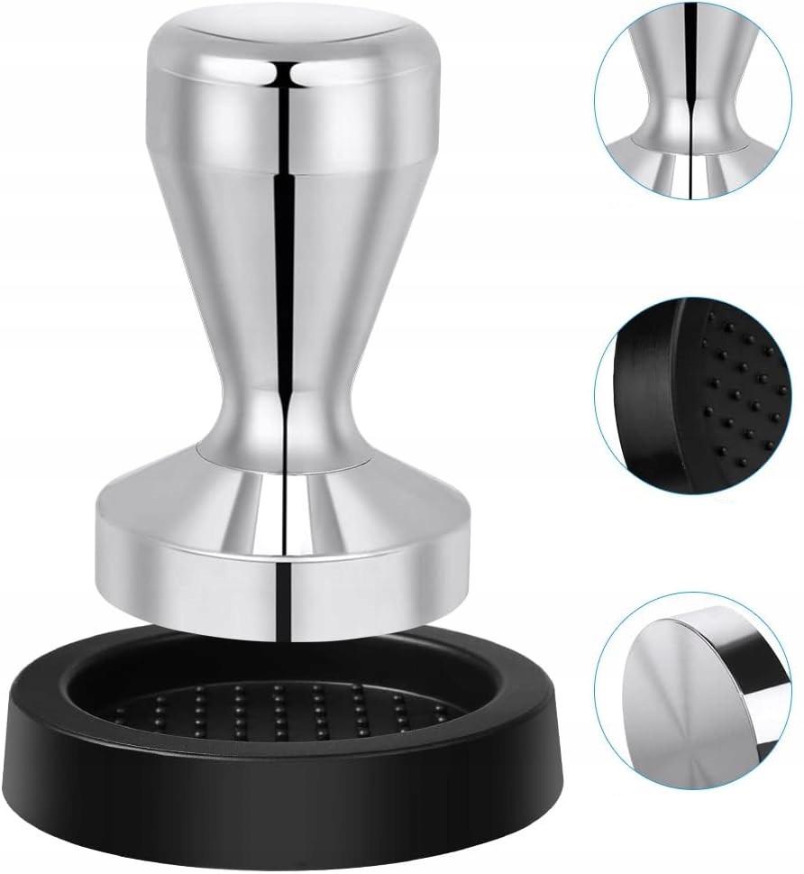 Levně Tamper na kávu 51 mm nerezová ocel s podložkou, pevný a pevný