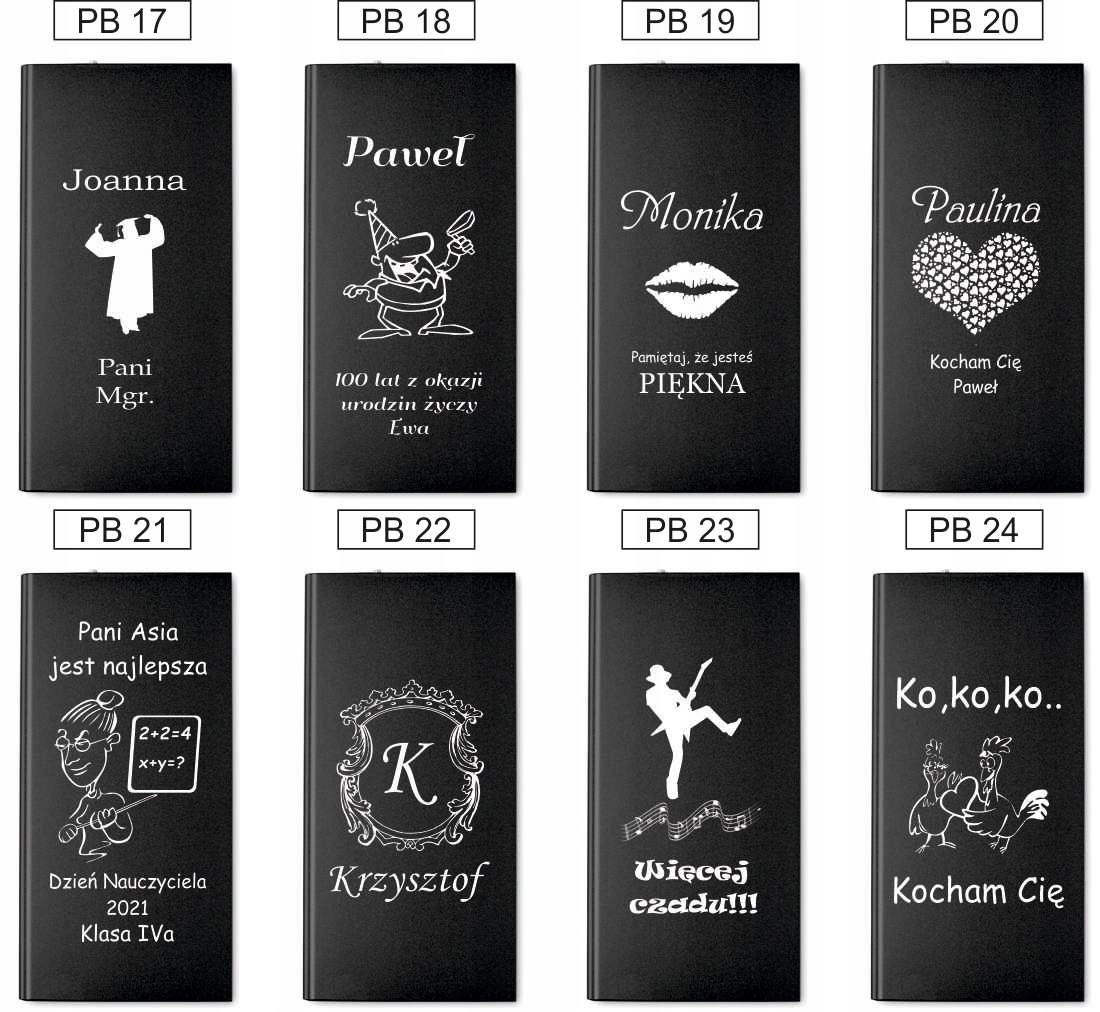 Power Bank z grawerem - pojemność 4000mAh Typ akumulatora litowo-jonowy