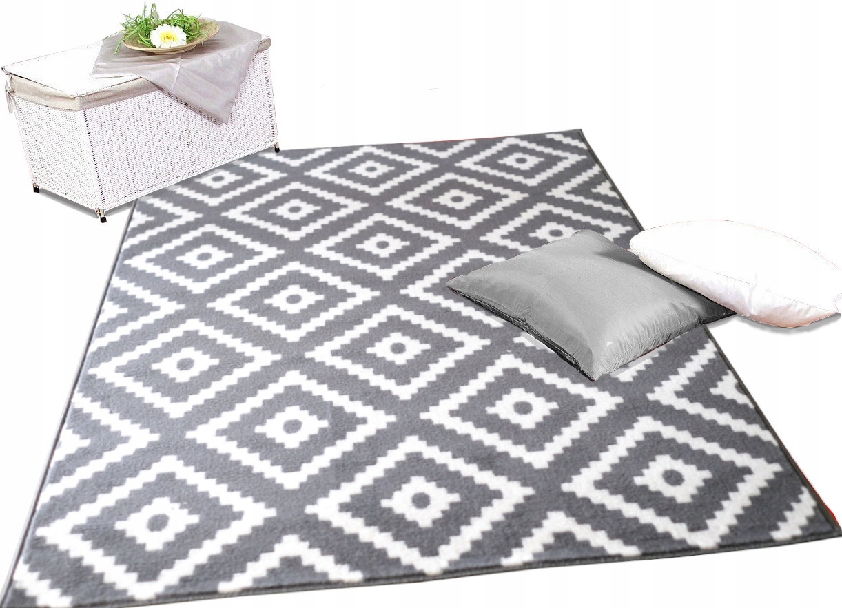 

Miękki dywan 160x220 pluszowy włos popiel krata