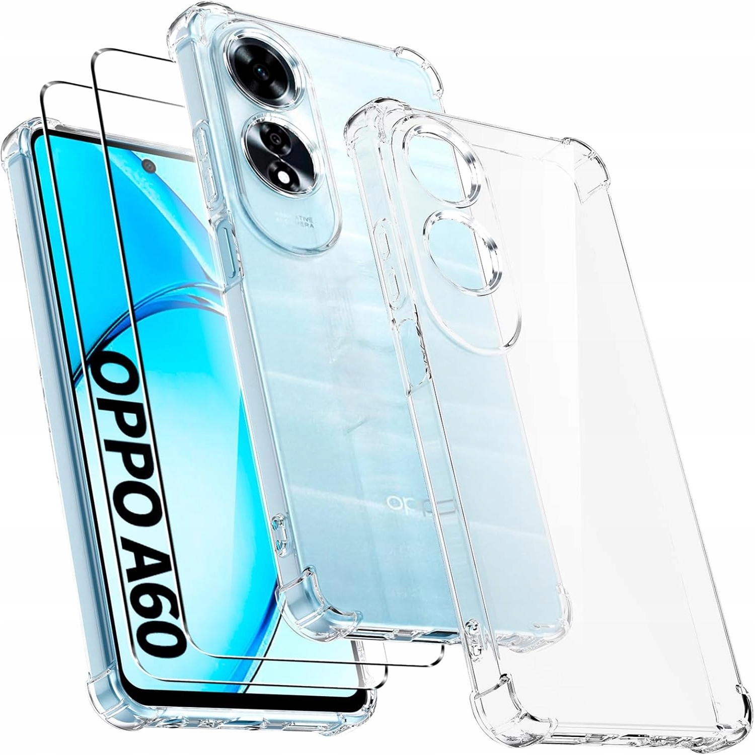 Etui do OPPO A60 ANTI SHOCK OBUDOWA CASE CLEAR 2X SZKŁO OCHRONNE