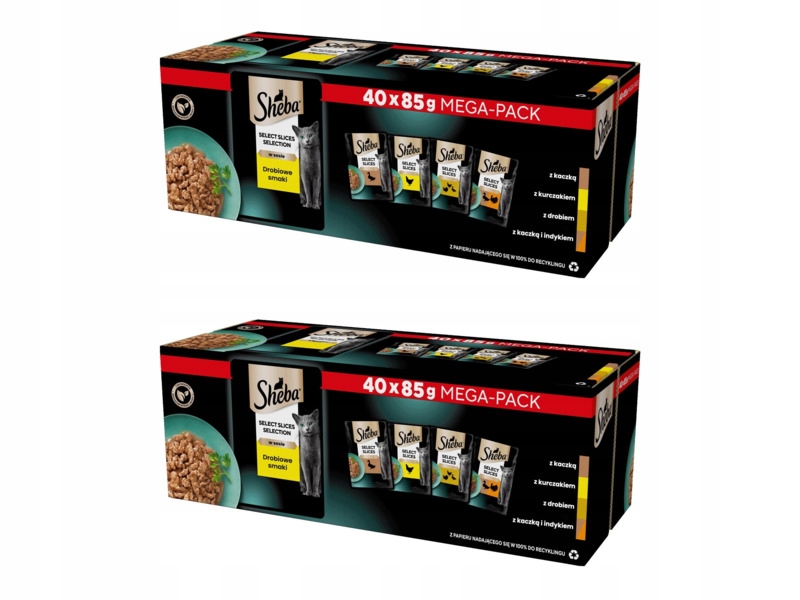 Karma dla kota Sheba Selection Drobiowe smaki 2 x (40 x 85 g)