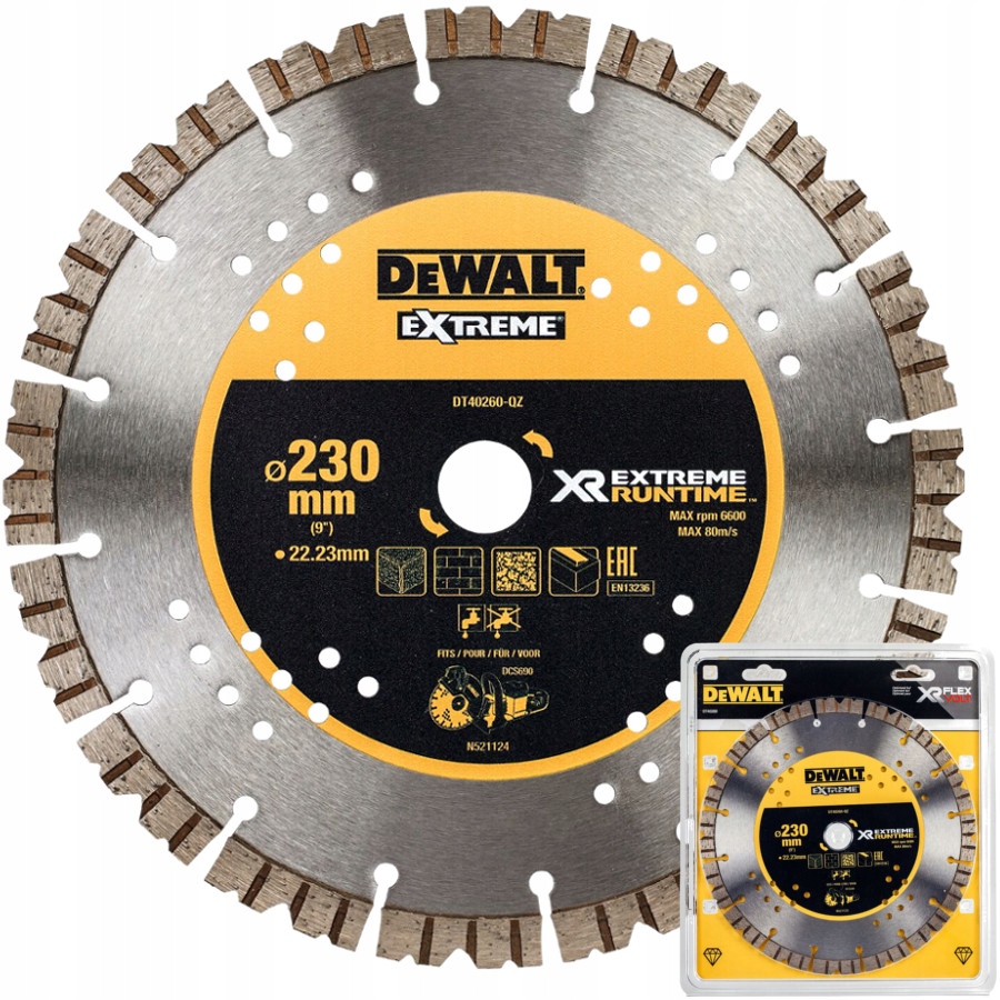 Tarcza tnąca diamentowa do betonu muru 230mm Dewalt DT40260