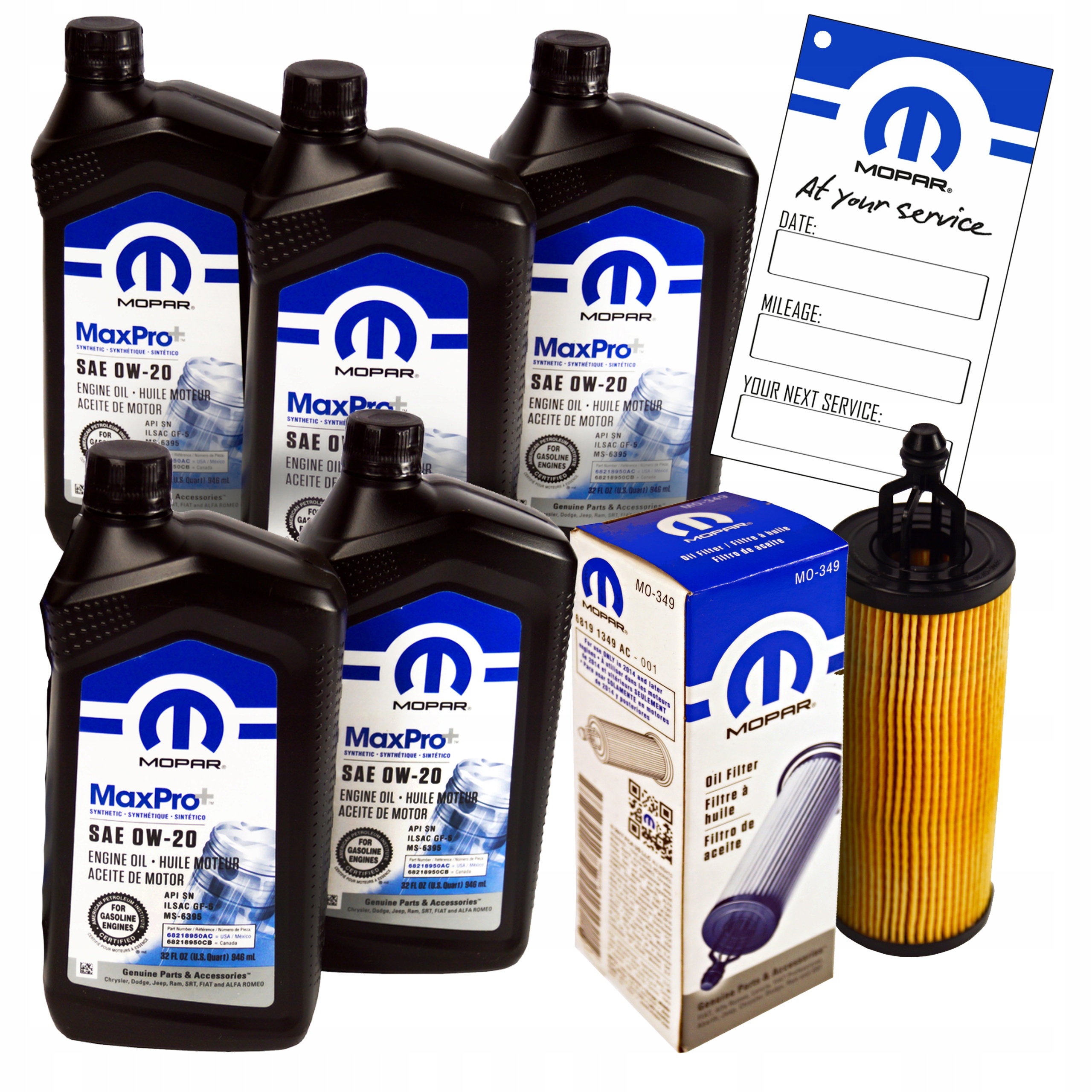 Olej Mopar 0W20 MaxPro+ 4,73L filtr Mopar MO-349