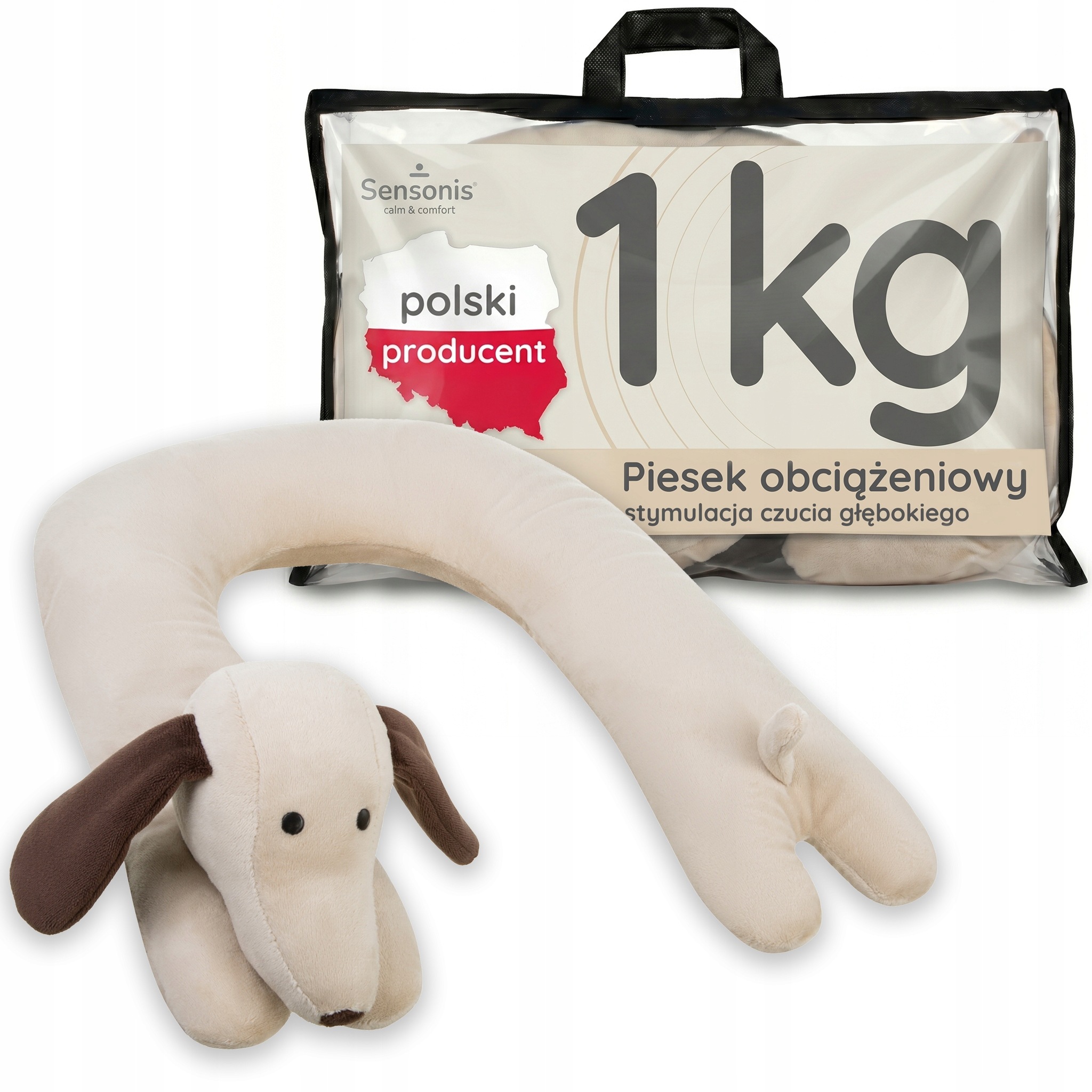 Maskotka obciążeniowa 1kg regul. kołnierz miś pluszak Pies jamnik Polski