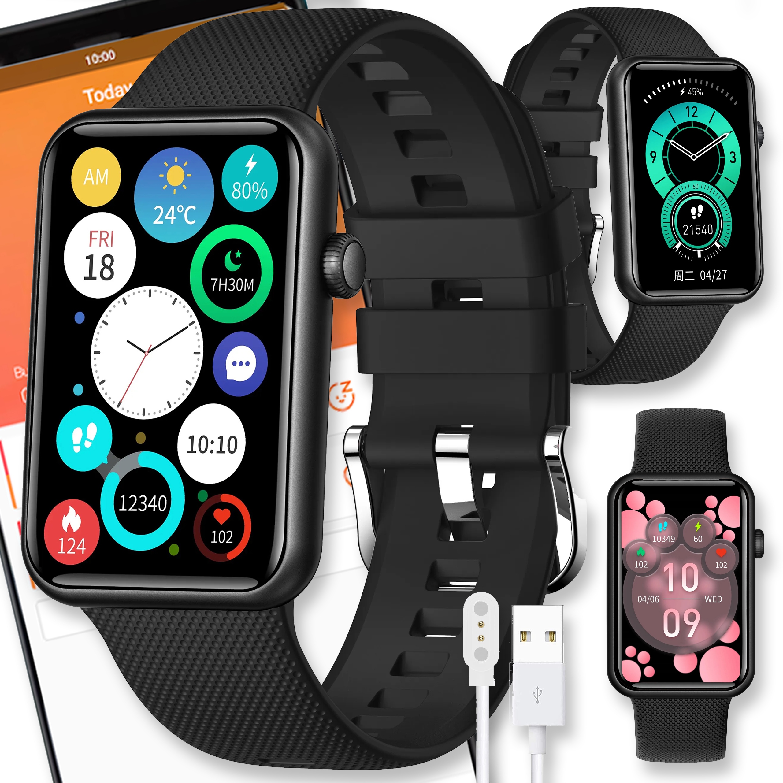 Smartwatch Zegarek Watch Menu Pl Rozmowy Damski Puls Czarny Amoled Sport
