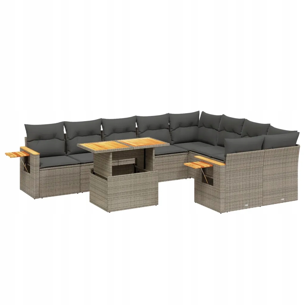 Set zahradního nábytku VidaXL technorattan vidaXL šedý 10 el.