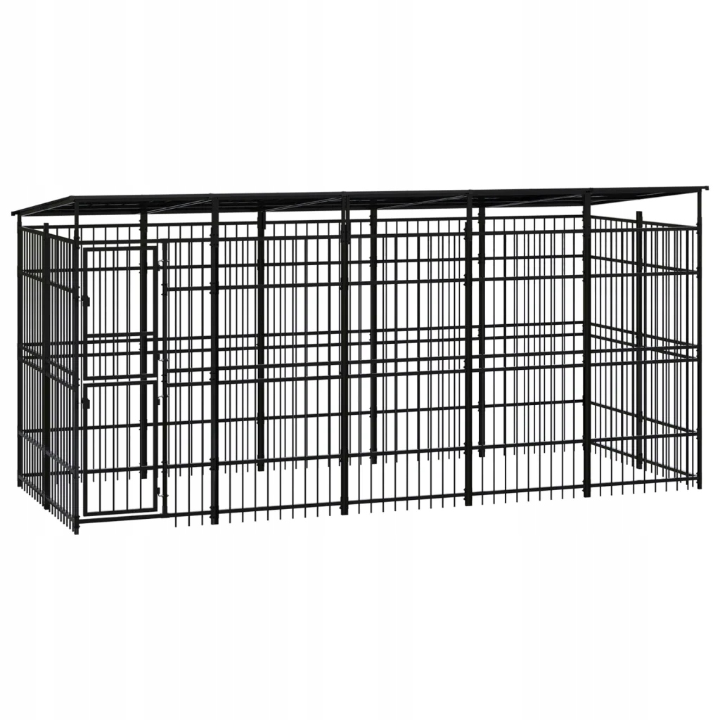 Levně Kotec venkovní pro psy, se zastřešením, ocelová, 9,22 m²