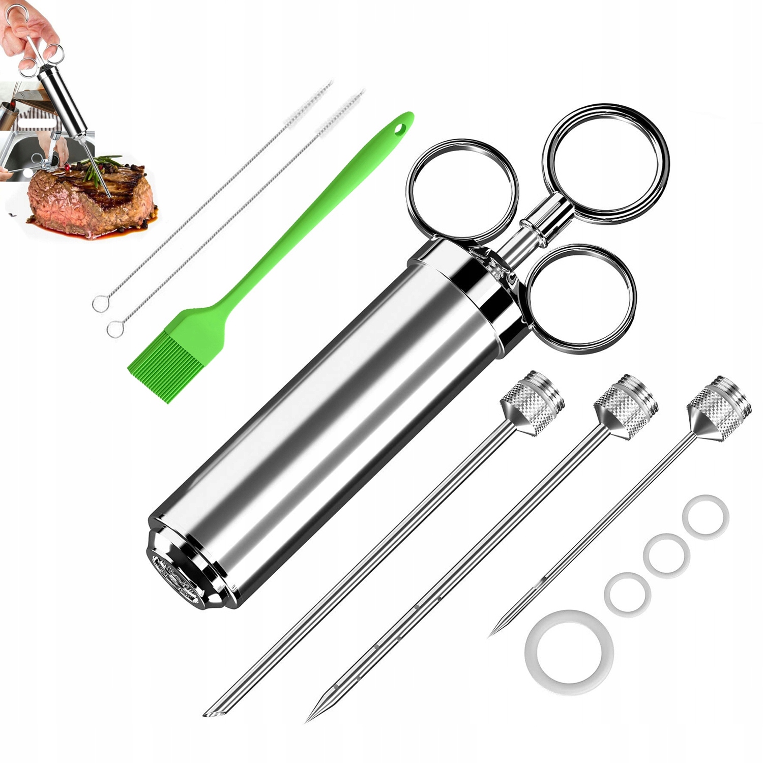 Levně Stříkačka Na Vstřikování Masa A Uzenin Pro Peklování Masa Špachtle 3 Jehly