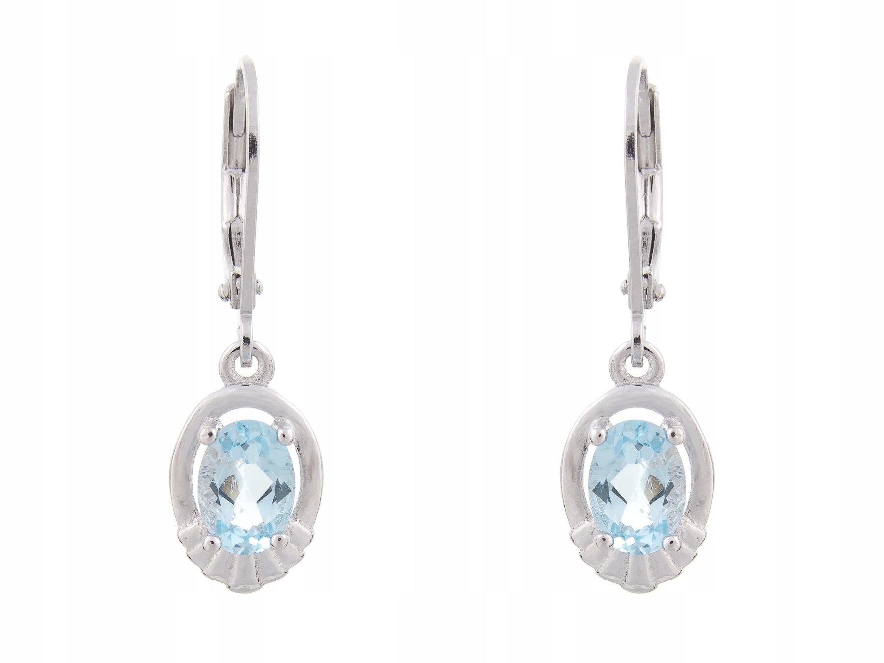 Visací Stříbrné Náušnice Rhodiované S Přírodním Sky Blue Topazem