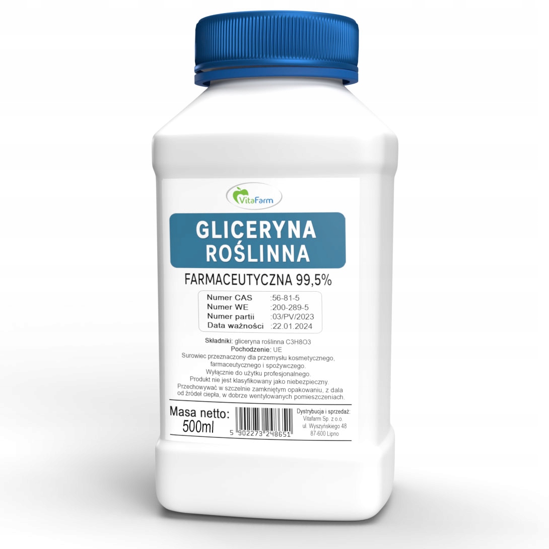 

Gliceryna Roślinna Farmaceutyczna 99,5% 500 ML