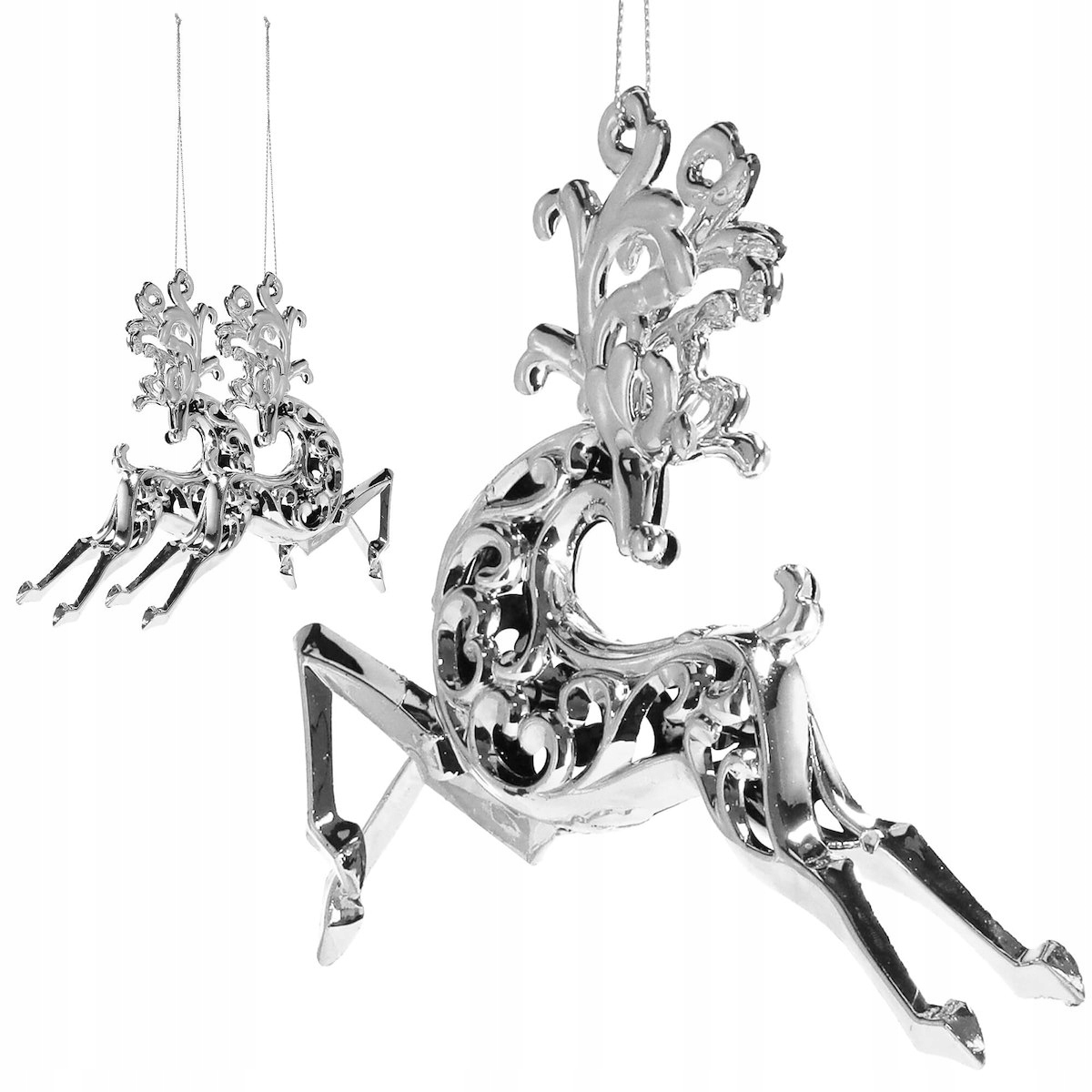 

Ażurowe Zawieszki Na Choinkę Srebrne Renifery 2x