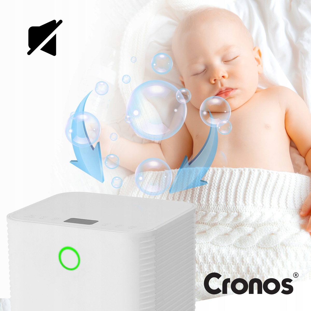 Osuszacz powietrza Cronos OL12-BD031C 12L Funkcje urządzenia automatyczne wyłączanie higrometr higrostat programator czasowy regulacja prędkości