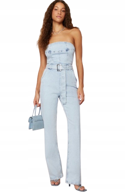 Trendyol Džínová Kombinéza Modrá S Páskem 36 5AB