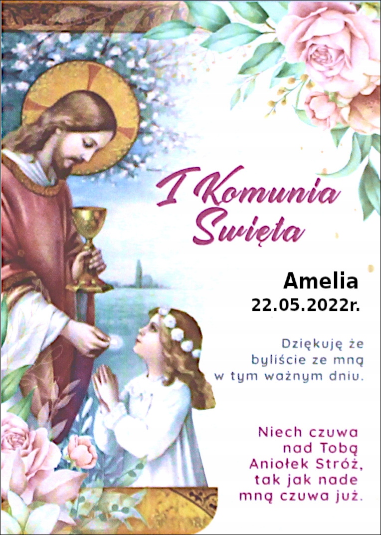 PODZIĘKOWANIE DLA GOŚCI PIERWSZA KOMUNIA ŚWIĘTA BRELOK PERSONALIZACJA ANIOŁ Okazje komunia