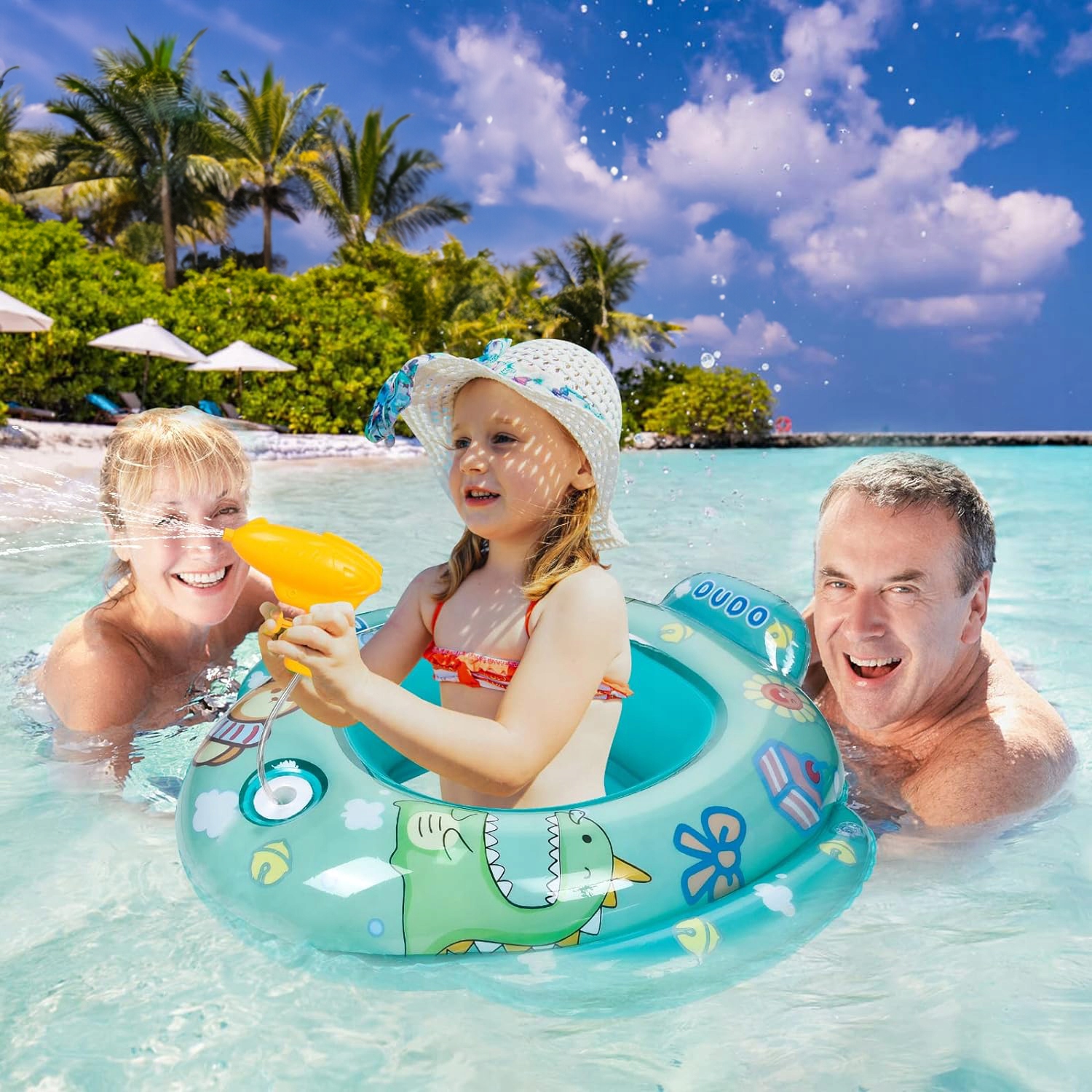 KOŁO DO PŁYWANIA DMUCHANE WODY MATERAC PONTON Z SIEDZISKIEM PISTOLET WODĘ Kod producenta MP17 MATERAC DO WODY PŁYWANIA Z PISTOLETEM