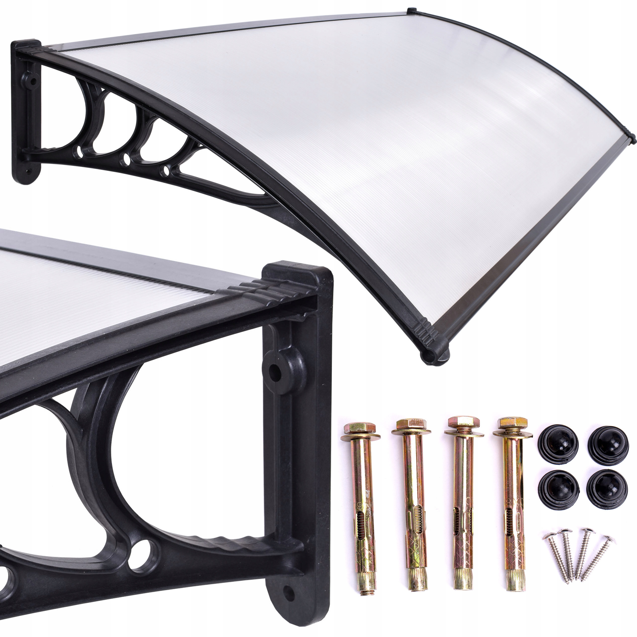 Stříška Nad Dveře Zastřešení Vchodu Balkonu Polykarbonát Oblouková 120X80 CM