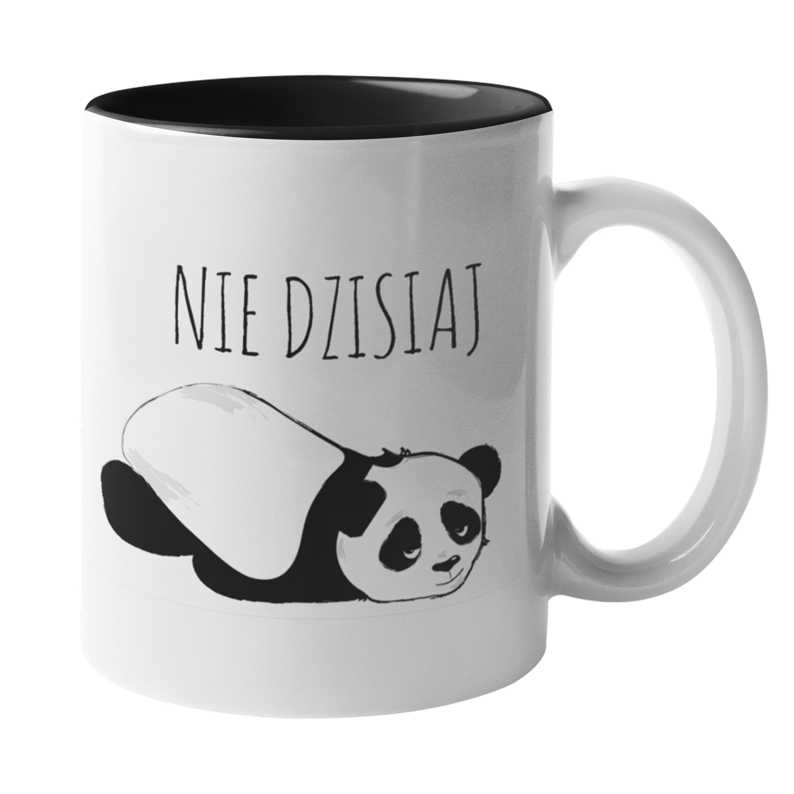 

Śmieszny kubek panda czarny środek