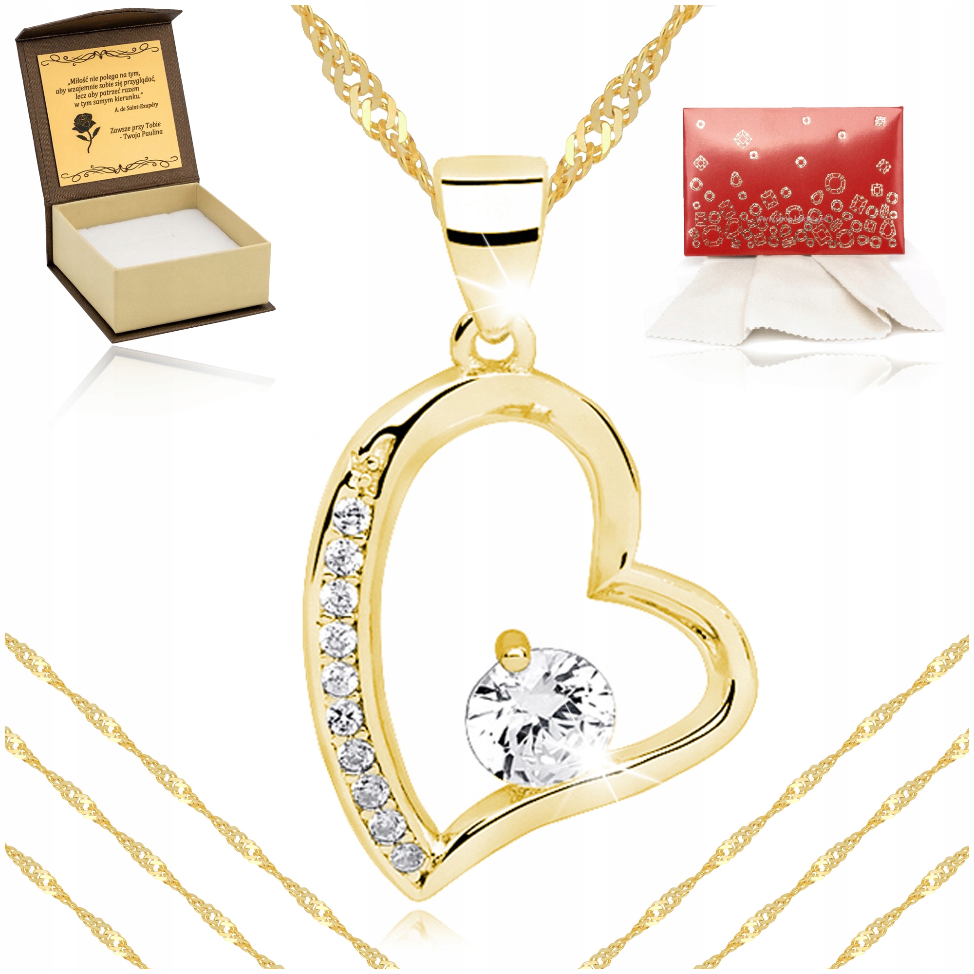 Zlatý Řetízek Se Srdíčkem 925/585 Stříbrný Jako Dárek Bonus Gravírování