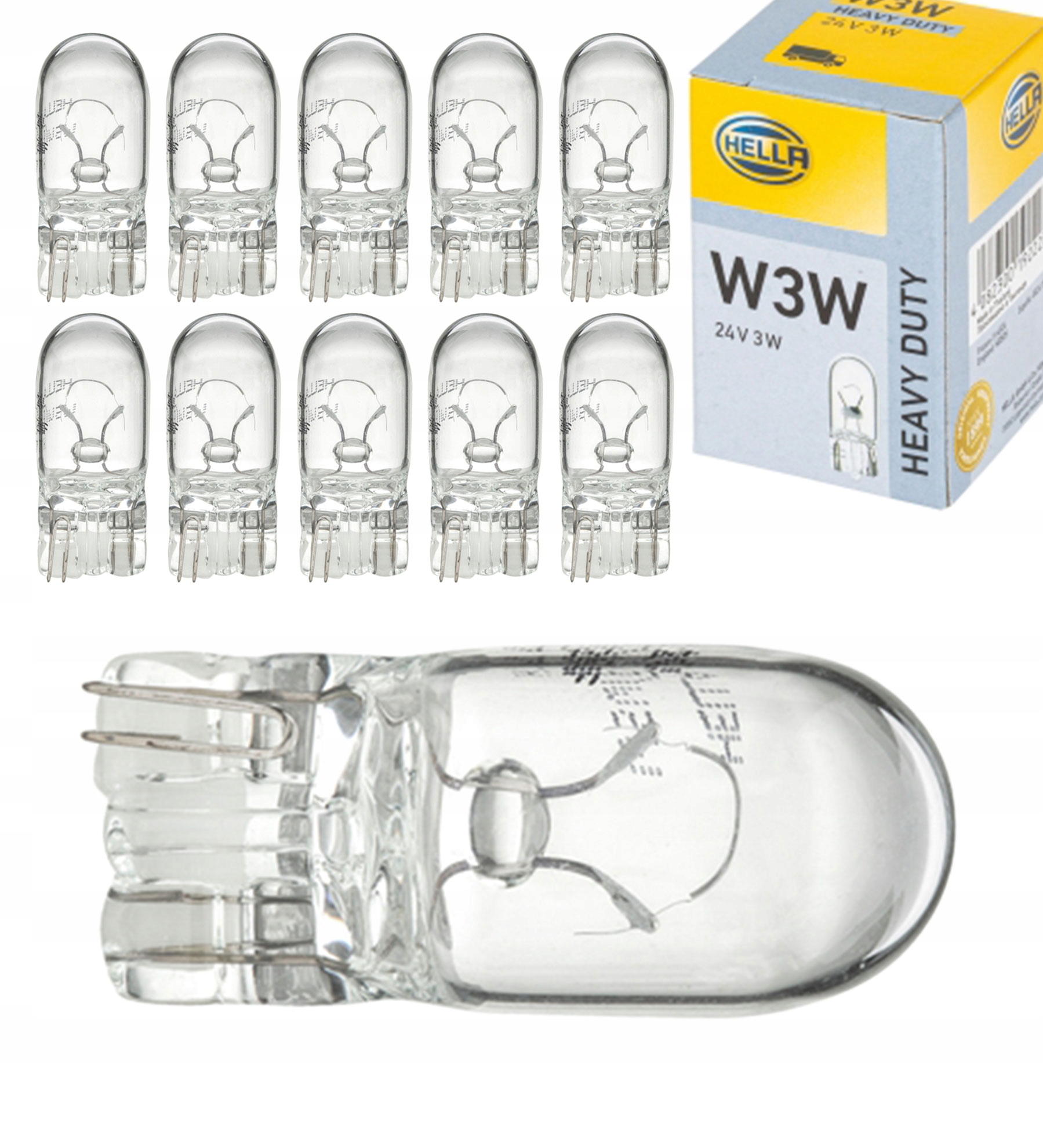 Hella W3W 3W 24V W2.1x9.5d 8GP003594241 żarówki samochodowe 10 szt