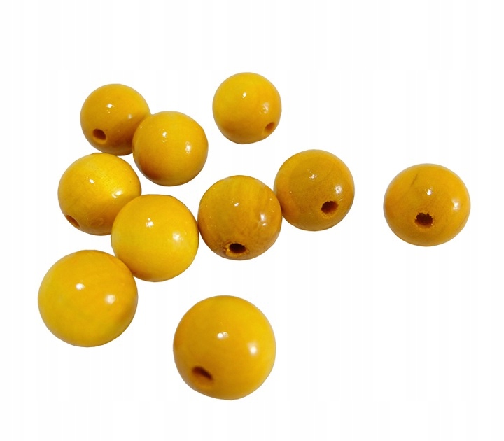 

Korale kulki drewniane lakierowane Żółte 30mm Eko
