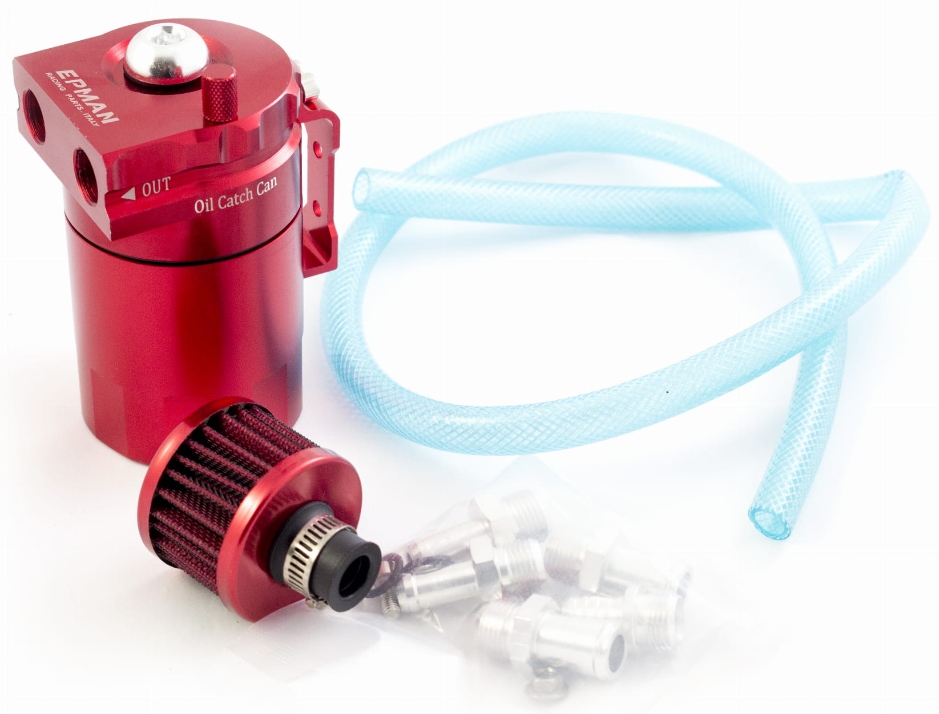 Epman Oil Catch Tank Red Odlučovač oleje sada s filtrem Krátké 9 A 15 mm