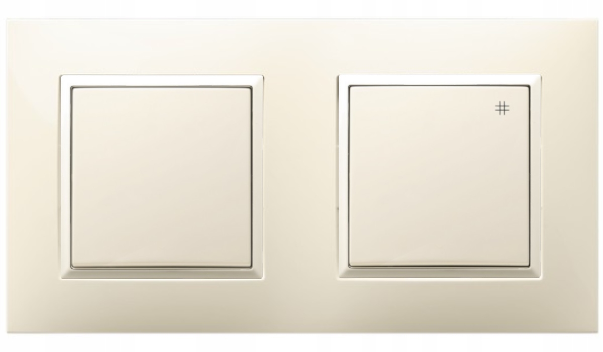 WŁĄCZNIK ŚWIATŁA POJEDYNCZY KRZYŻOWY W RAMCE ECRU