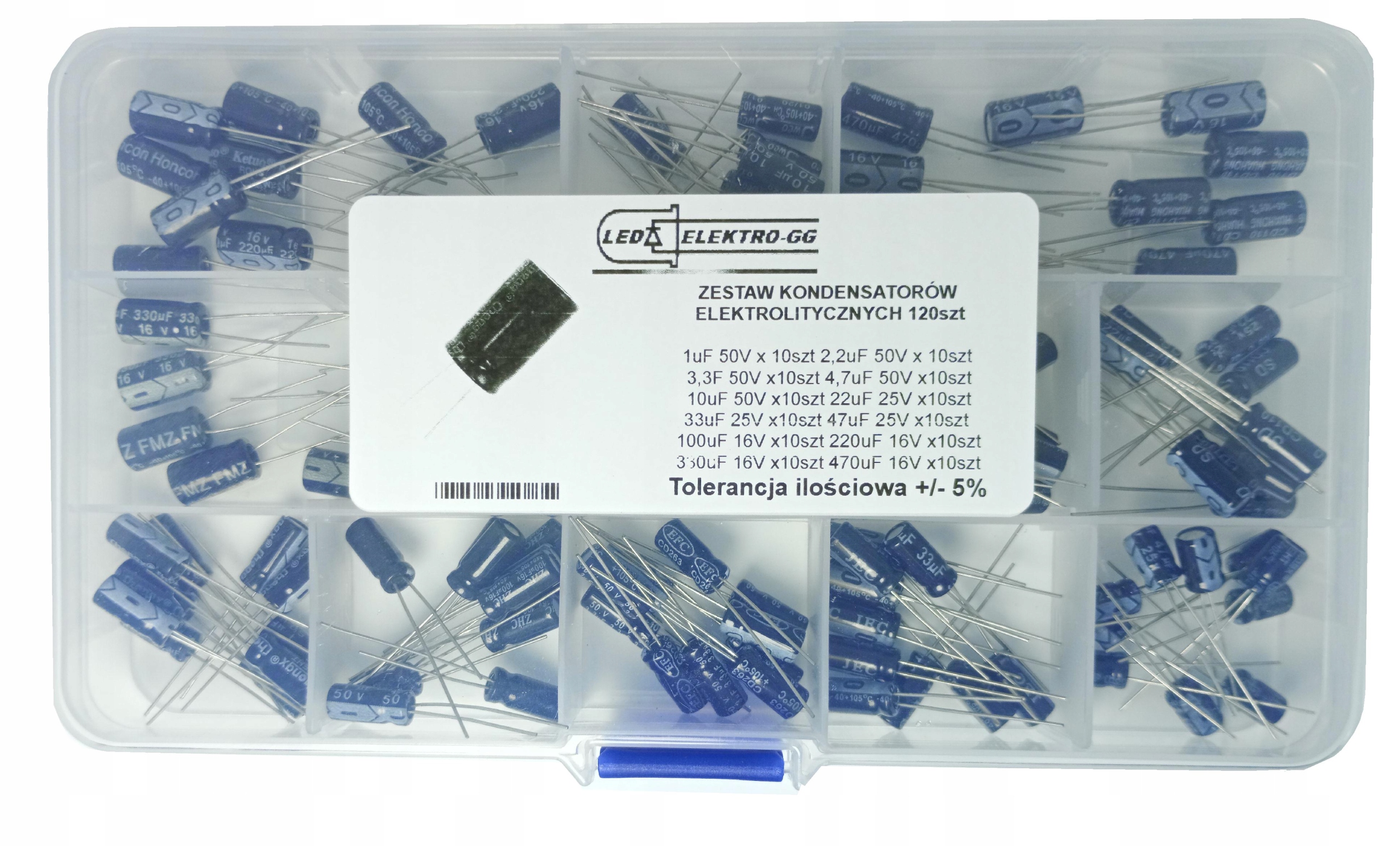 Zestaw kondensatorów elektrolitycznych 120szt kondensator MIX Producent Inna