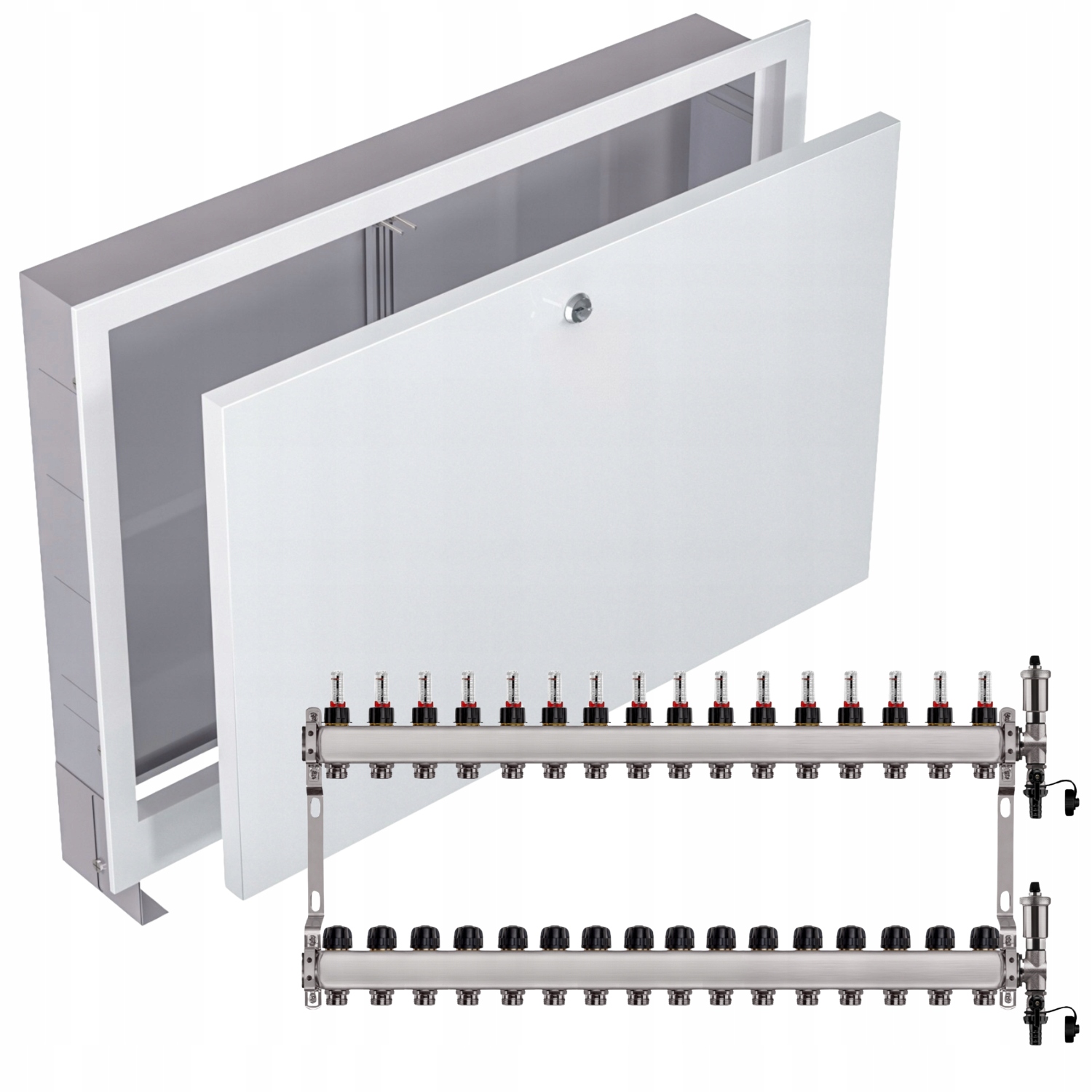 Nerezový Rozdělovač Podlahových Krytin 16+ Podomítkový Box Bílý