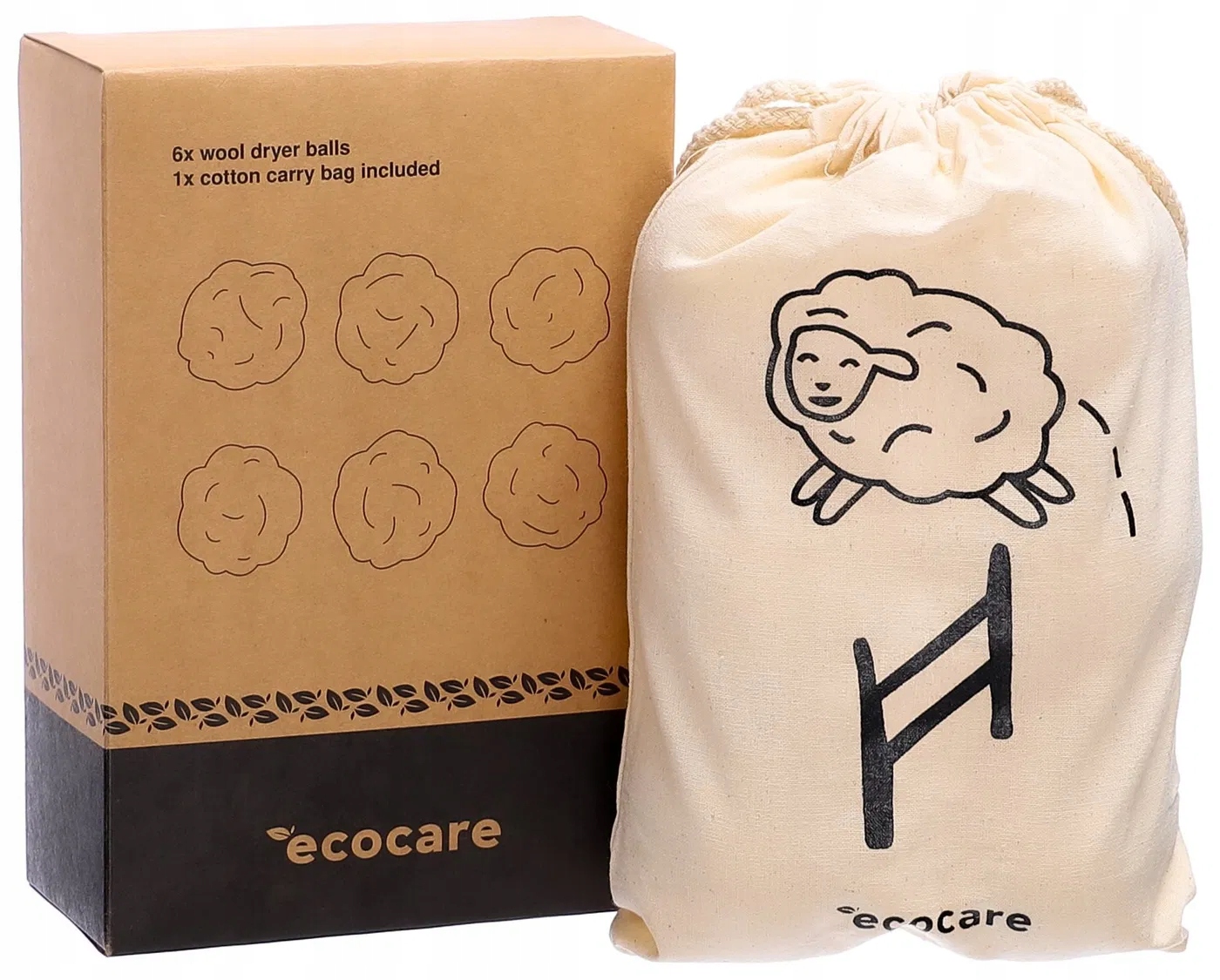 Ecocare koule z vlny do sušičky na prádlo, bílé 6ks