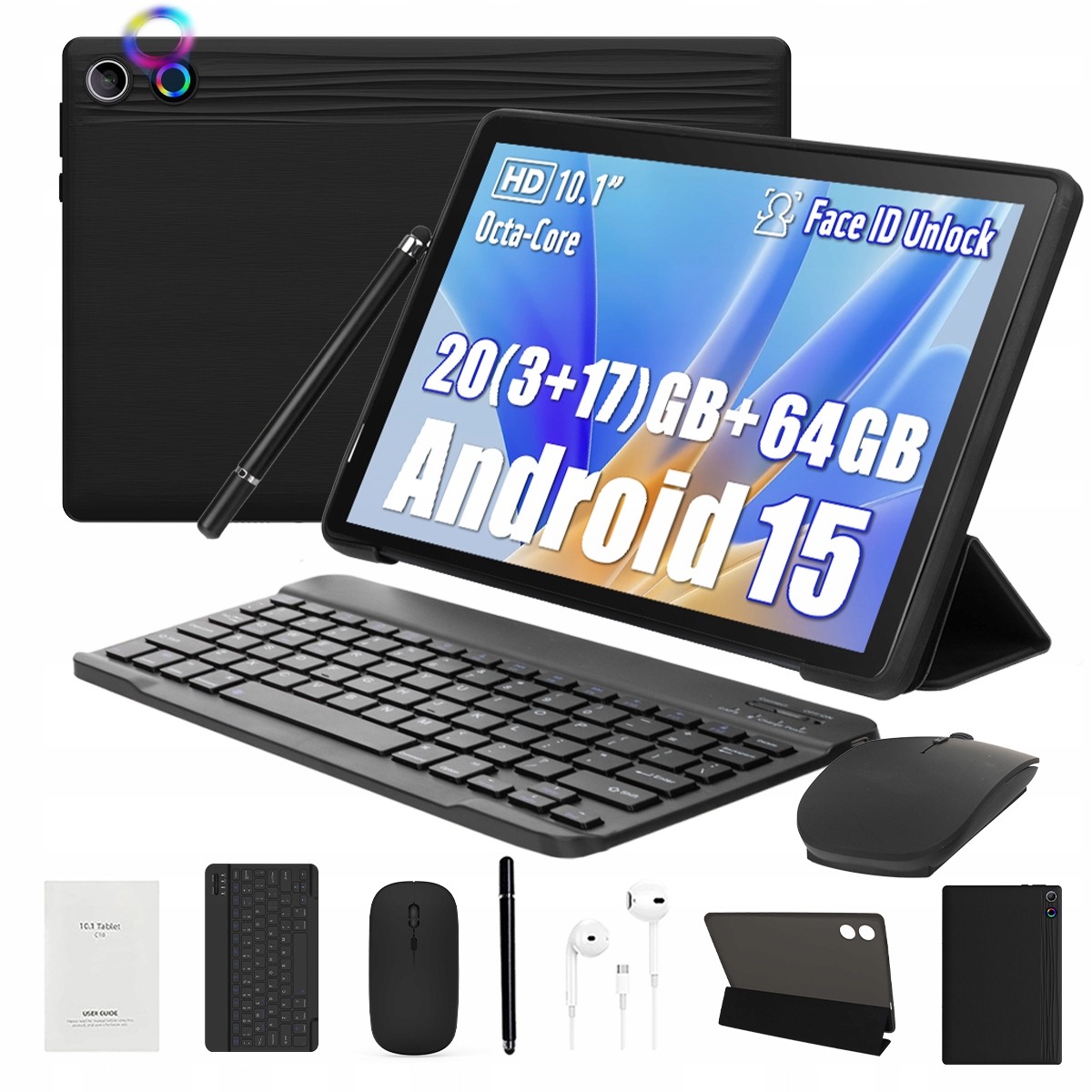 Tablet 10,1 cala Android 15, 3+17GB Ram 64GB, WiFi, bateria 5000