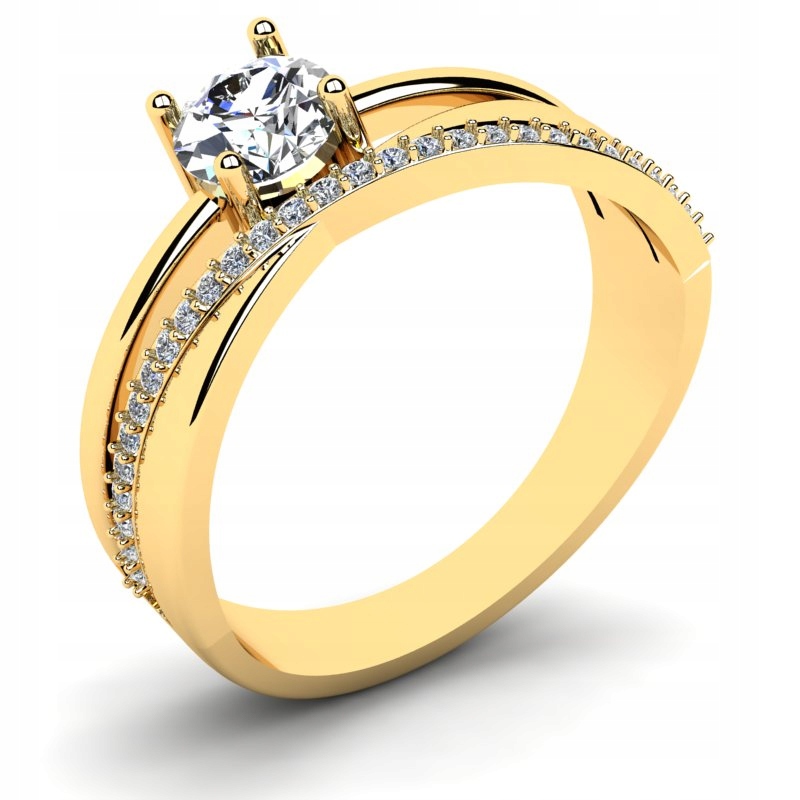 

Pierścionek Złoty Biały Topaz Z Brylantami 0,75CT
