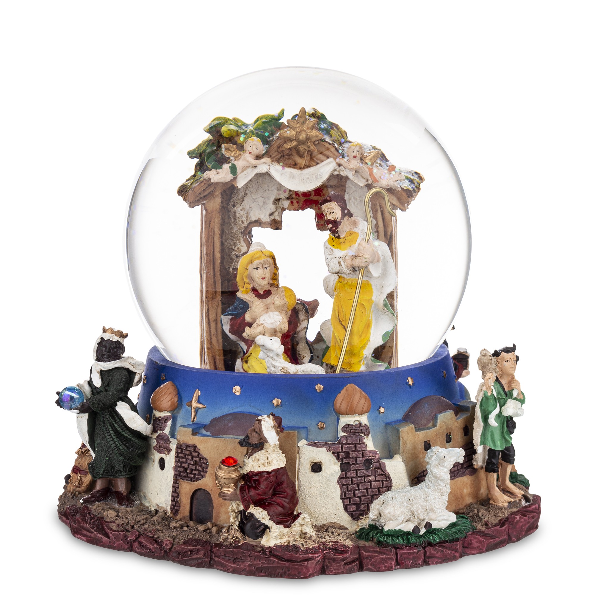 SZKLANA KULA ŚNIEŻNA POZYTYWKA SZOPKA BOŻONARODZENIOWA 16 CM PREZENT