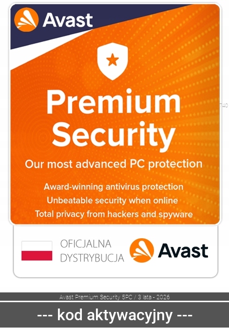 Avast Antywirus Avast Premium Security 2026 5 st. / 36 miesięcy ESD