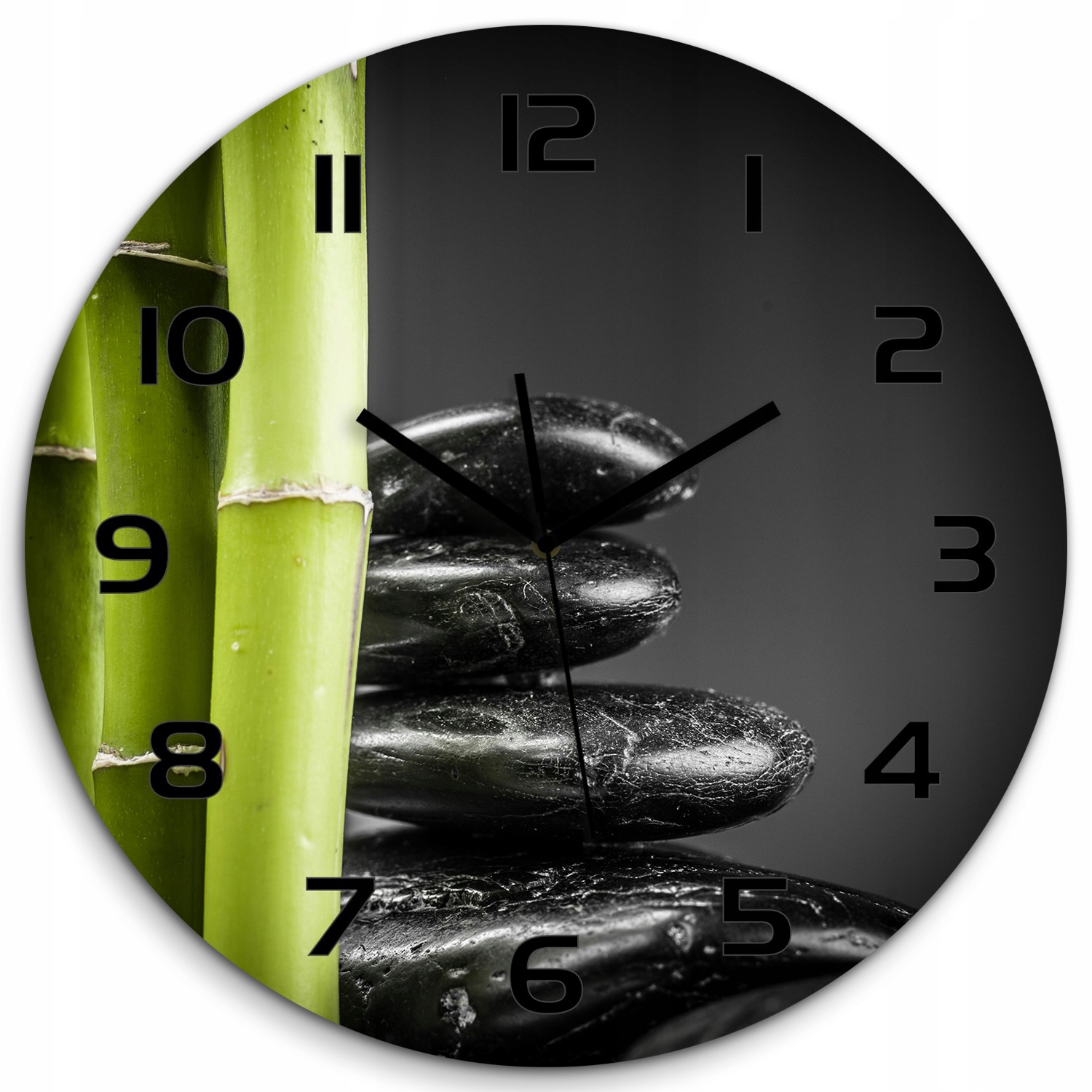 

Duży okrągły szklany zegar ścienny Bambus fi 60 cm