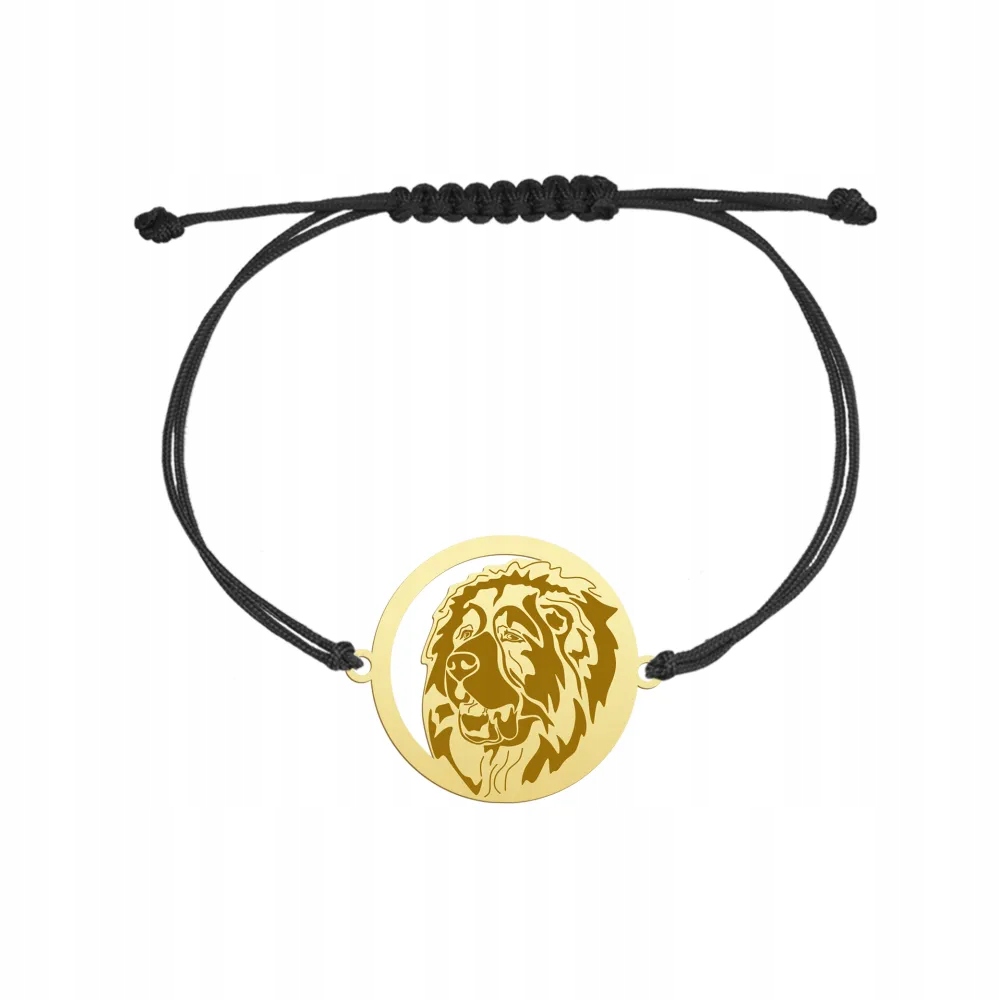 Zlatý náramek s psem Kavkazský ovčák na provázku Žena 925 Gravírování